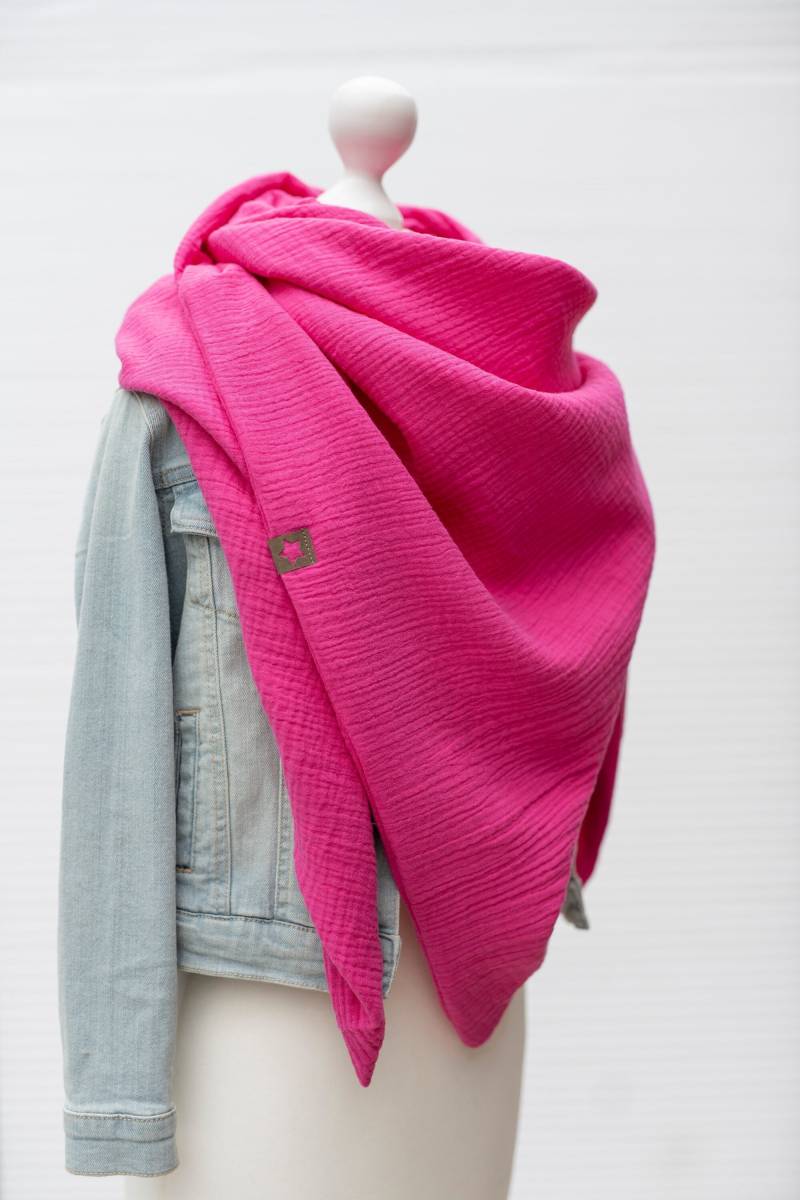 Musselintuch Dreieckstuch Halstuch Fuchsia Damen Mädchen Herren Doppellagig Für Kinder Und Erwachsene Tuch von MiaLaLunaDesigns