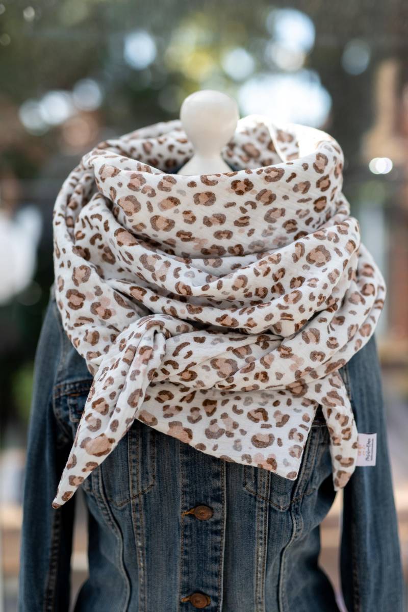 Musselintuch Dreieckstuch Leo Halstuch Weiß Damen Mädchen Tuch von MiaLaLunaDesigns