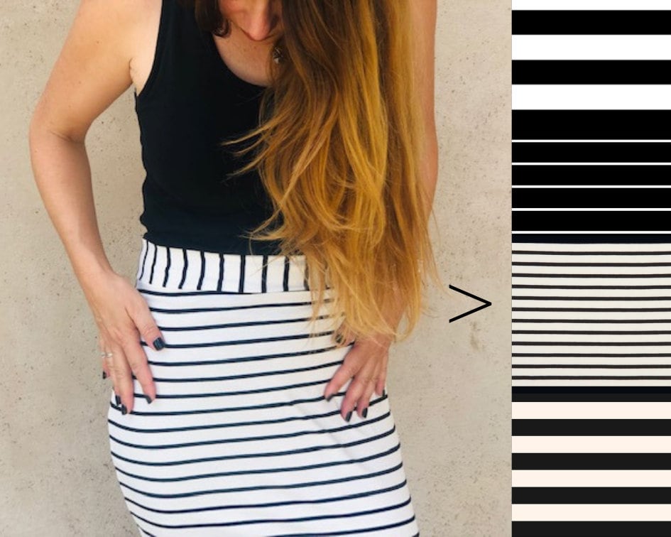 Schichtung Rock, Hohe Taille Shirt Extender, Frauen Leggings Tube Mini Cover Up Schwarz Gestreiften Rock von MiaMayaShop