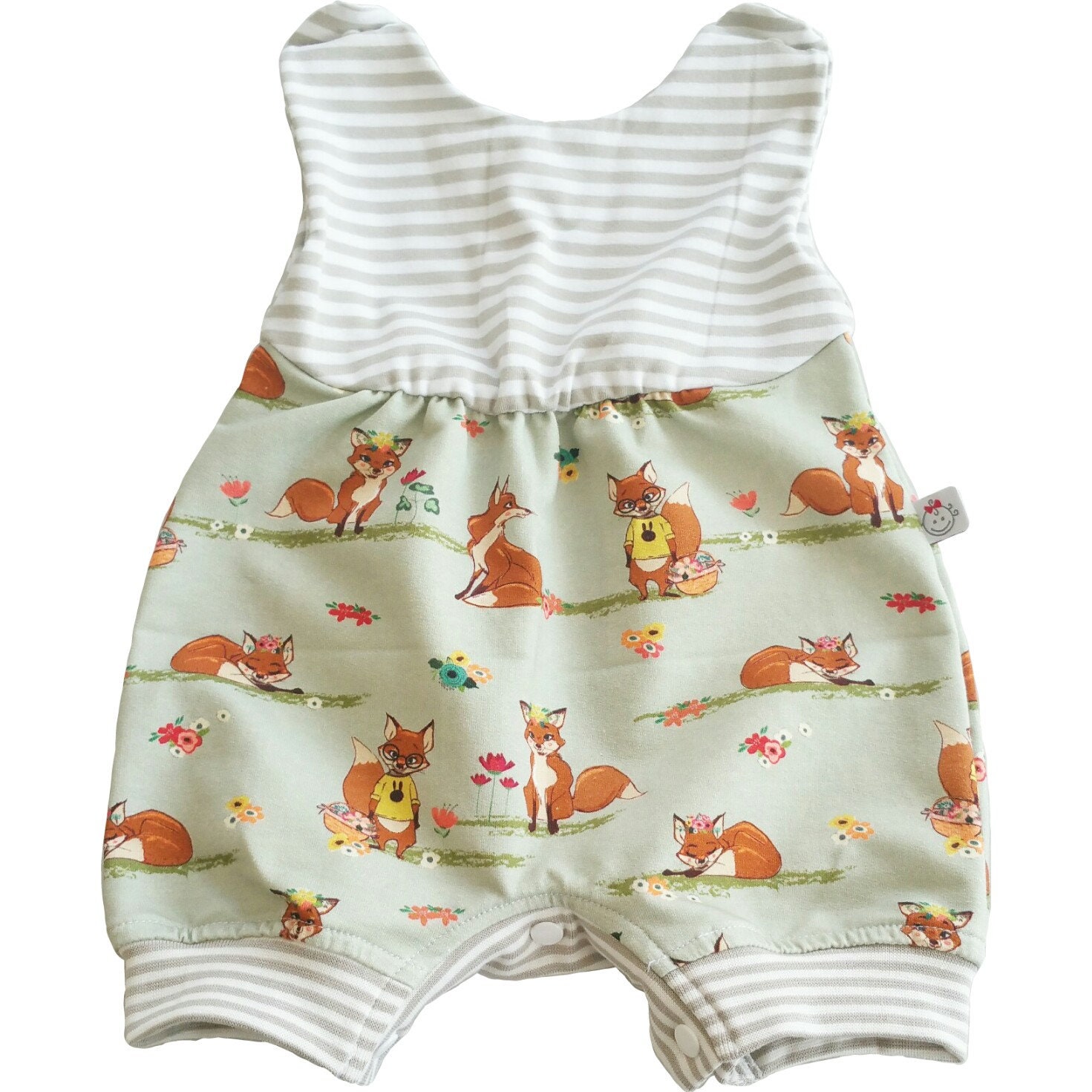 Sommer-Strampler Baby 50-92 | „Füchse Oliv" Stoffwahl Handgemacht in Deutschland Weicher Baumwoll-Jersey Einzeln Oder Als Set von MiaMiaAtelier