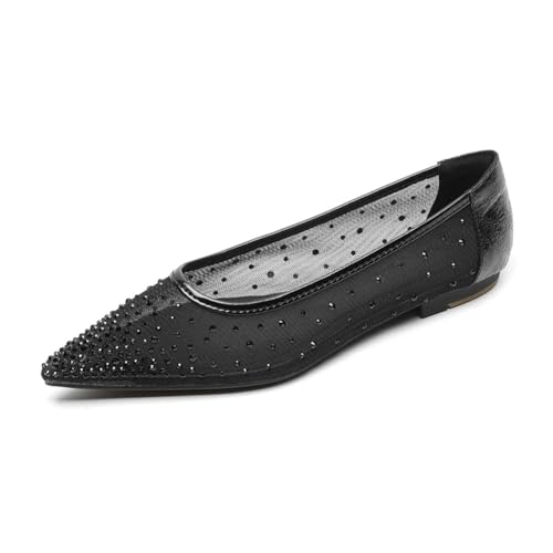 Damen Flache Mesh Pumps Spitze Zehen Strass Schlupfschuhe Ballerinas Geschlossene Zehen Bequeme Abendschuhe Für Hochzeit Party Und Casual Anlässe,Schwarz,39 EU Damen Flache Mesh Pumps Spitze Zehen Strass Schlupfschuhe Ballerinas Geschlossene Zehen Bequeme Abendschuhe Für Hochzeit Party Und Casual Anlässe,Schwarz,39 EU von MiaZane