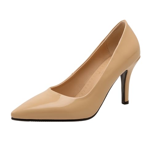 Damen High Heels Pumps Kleider Pumps Klassische Stöckelschuhe Spitze Zehe Hochzeits Für Geschäft Und Cocktail Party Hochglanz,Apricot,48 EU Damen High Heels Pumps Kleider Pumps Klassische Stöckelschuhe Spitze Zehe Hochzeits Für Geschäft Und Cocktail Party Hochglanz,Apricot,48 EU von Generic