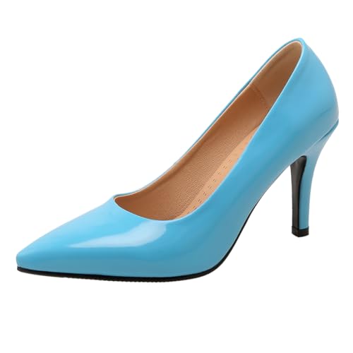 Damen High Heels Pumps Kleider Pumps Klassische Stöckelschuhe Spitze Zehe Hochzeits Für Geschäft Und Cocktail Party Hochglanz,Sky Blue,44 EU Damen High Heels Pumps Kleider Pumps Klassische Stöckelschuhe Spitze Zehe Hochzeits Für Geschäft Und Cocktail Party Hochglanz,Sky Blue,44 EU von MiaZane