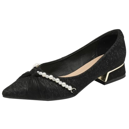 Damen Schuhe Mit Absatz Spitze Zehen Flache Pumps Blockabsatz Strass Schlupf Abendschuhe Für Alltag Und Beruf Atmungsaktives Sequinstoff,Schwarz,41 EU Damen Schuhe Mit Absatz Spitze Zehen Flache Pumps Blockabsatz Strass Schlupf Abendschuhe Für Alltag Und Beruf Atmungsaktives Sequinstoff,Schwarz,41 EU von MiaZane