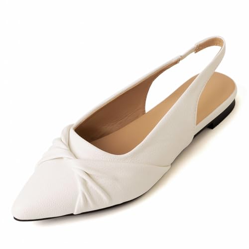 Damen Spitze Zehe Slingback Flats Sandalen Schlupfschuhe Kleider Schuhe Damen Blockabsatz Schnalle Flats Hochzeitsschuhe Für Alltag Und Büro Große Größen,Weiß,44 EU Damen Spitze Zehe Slingback Flats Sandalen Schlupfschuhe Kleider Schuhe Damen Blockabsatz Schnalle Flats Hochzeitsschuhe Für Alltag Und Büro Große Größen,Weiß,44 EU von MiaZane