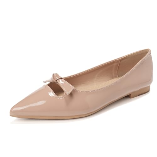 Damenschuhe Flache Pumps Mit Spitzer Spitze Lackleder Schleife Schlupfer Ballettschuhe Pumps Für Büro Und Täglichen Tragen,Nude,41 EU Damenschuhe Flache Pumps Mit Spitzer Spitze Lackleder Schleife Schlupfer Ballettschuhe Pumps Für Büro Und Täglichen Tragen,Nude,41 EU von MiaZane
