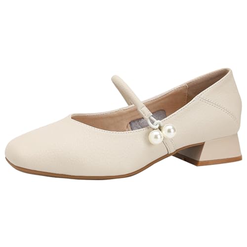 Damenschuhe Mary Jane Blockabsatz Chunky Perlenbesetzter Riemen Flats Knöchelriemen Pumps Damen Komfort Unterstützung Arbeit Ausgehen Weich,Apricot,41 EU Damenschuhe Mary Jane Blockabsatz Chunky Perlenbesetzter Riemen Flats Knöchelriemen Pumps Damen Komfort Unterstützung Arbeit Ausgehen Weich,Apricot,41 EU von MiaZane