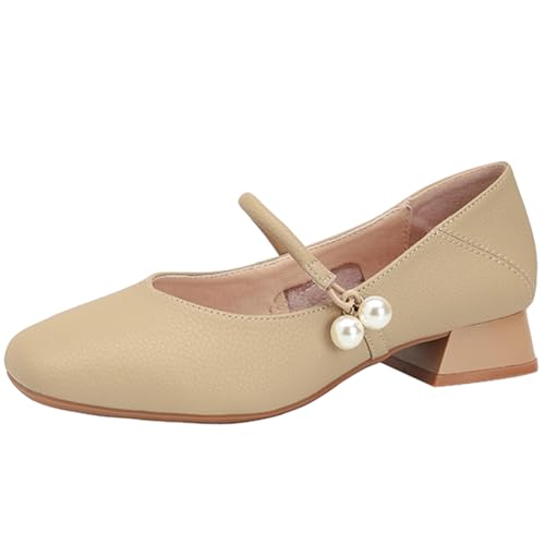 Damenschuhe Mary Jane Blockabsatz Chunky Perlenbesetzter Riemen Flats Knöchelriemen Pumps Damen Komfort Unterstützung Arbeit Ausgehen Weich,Khaki,40 EU Damenschuhe Mary Jane Blockabsatz Chunky Perlenbesetzter Riemen Flats Knöchelriemen Pumps Damen Komfort Unterstützung Arbeit Ausgehen Weich,Khaki,40 EU von MiaZane