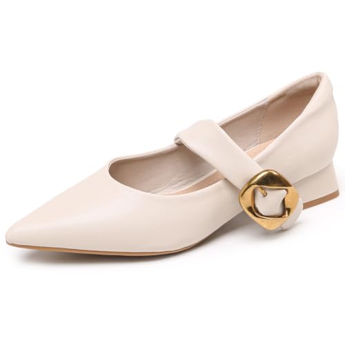 Mary Jane Schuhe Damen Flats Blockabsatz Riemchen Spitze Pumps Stilettos Für Büroarbeit Niedriger Absatz Kleiderschuhe Für Täglichen Tragen Und Formelle Anlässe,Almond,35 EU Mary Jane Schuhe Damen Flats Blockabsatz Riemchen Spitze Pumps Stilettos Für Büroarbeit Niedriger Absatz Kleiderschuhe Für Täglichen Tragen Und Formelle Anlässe,Almond,35 EU von MiaZane