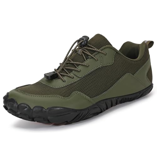 MiaZane Barfußschuhe Herren Minimalistische Trail Laufschuhe Leicht Trekking Atmungsaktiv Mesh rutschfest Outdoor Wasser Sneaker,Grün,38 EU von MiaZane