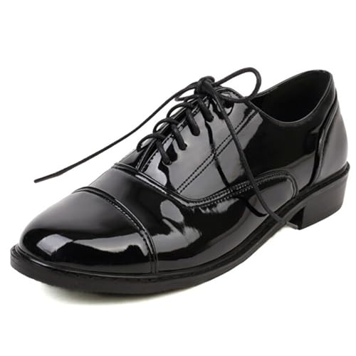 MiaZane Damen Brogues Runde Zehen Schnürung Flache Niedrige Absatz Schicke Vintage Oxford Schuhe Für Freizeit Und Schule,Schwarz,41 EU von MiaZane