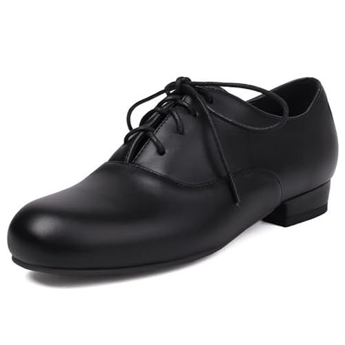 MiaZane Damen Klassische Oxford Flats Rundspitze Schnürschuhe Niedriger Blockabsatz Für Street Style Und Alltag Mikrofaser,Schwarz,38 EU von MiaZane