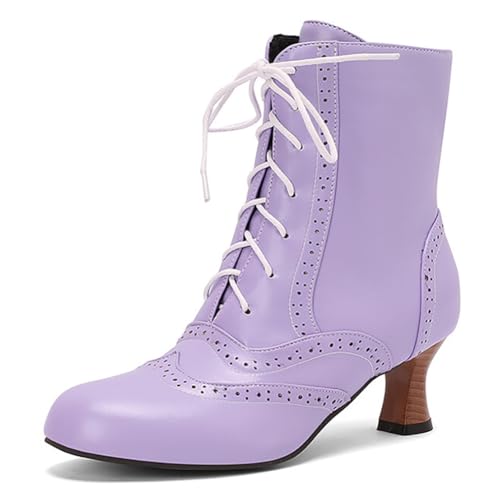 MiaZane Damen Stiefeletten Knöchel Chunky Blockabsatz Runde Zehe Schnürung Seiten Reißverschluss Kurze Stiefel Für Herbst Und Winter Streetwear Breite Passform,Lila,36 EU MiaZane Damen Stiefeletten Knöchel Chunky Blockabsatz Runde Zehe Schnürung Seiten Reißverschluss Kurze Stiefel Für Herbst Und Winter Streetwear Breite Passform,Lila,36 EU von MiaZane