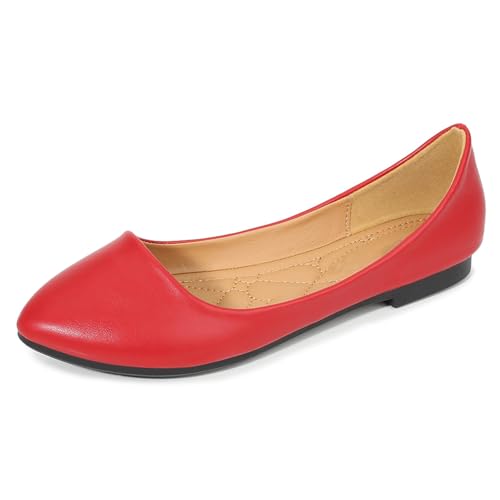 MiaZane Flache Loafer Für Damen Spitze Zehe Freizeitschuhe Zum Laufen Und Entspannung Synthetisch PU Atmungsaktiv Niedriger Ausschnitt Schlupf Weite Größen,Rot,37 EU MiaZane Flache Loafer Für Damen Spitze Zehe Freizeitschuhe Zum Laufen Und Entspannung Synthetisch PU Atmungsaktiv Niedriger Ausschnitt Schlupf Weite Größen,Rot,37 EU von MiaZane