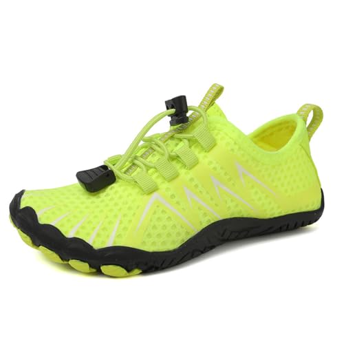 MiaZane Leicht Schnelltrocknend Mesh Wasserschuhe Für Herren Damen Elastischer Zugschlitz Aqua Sneaker rutschfest Sportlich Trainingsschuhe Für Wandern & Strand Angeln,Grün,44 EU von MiaZane