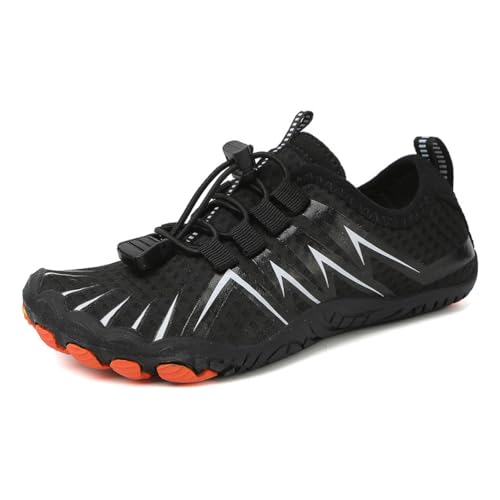 MiaZane Leicht Schnelltrocknend Mesh Wasserschuhe Für Herren Damen Elastischer Zugschlitz Aqua Sneaker rutschfest Sportlich Trainingsschuhe Für Wandern & Strand Angeln,Schwarz,46 EU von MiaZane