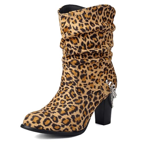 MiaZane Stiefel Damen Mid Calf Hoch Absatz Stiefel Klobiger Blockabsatz Damen Schlupf Winter Kunstwildleder Geraffte Schuhe für Herbst & Winter Büro & Straßenstil Weite Passform,Leopardprint,39 EU MiaZane Stiefel Damen Mid Calf Hoch Absatz Stiefel Klobiger Blockabsatz Damen Schlupf Winter Kunstwildleder Geraffte Schuhe für Herbst & Winter Büro & Straßenstil Weite Passform,Leopardprint,39 EU von MiaZane