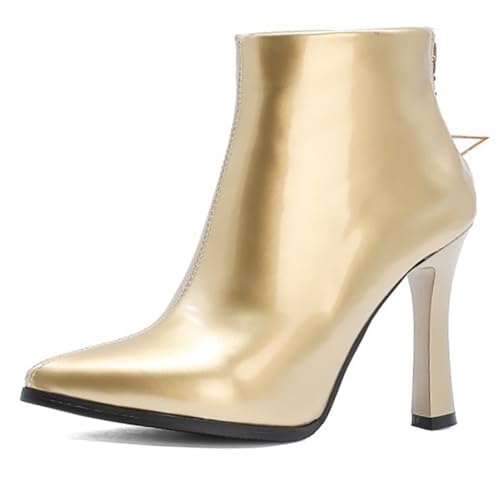 MiaZane Stiefeletten Damen Hoch Absatz Stiletto Spitze Zeh Wasserdicht Lackleder Mode Stiefelette Kleid Seitlicher Reißverschluss für Herbst & Winter Bürokleidung,Glod,40 EU MiaZane Stiefeletten Damen Hoch Absatz Stiletto Spitze Zeh Wasserdicht Lackleder Mode Stiefelette Kleid Seitlicher Reißverschluss für Herbst & Winter Bürokleidung,Glod,40 EU von MiaZane