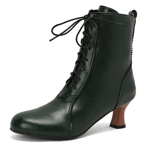 MiaZane Victorianische Stiefeletten Damen mit Schnürung Runde Zehe Kitten Absatz Vintage Stiefeletten mit Seitlichem Reißverschluss für Herbst und Winter Streetwear,Grün,41 EU MiaZane Victorianische Stiefeletten Damen mit Schnürung Runde Zehe Kitten Absatz Vintage Stiefeletten mit Seitlichem Reißverschluss für Herbst und Winter Streetwear,Grün,41 EU von MiaZane