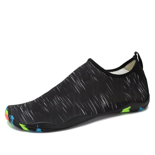 MiaZane Wasserschuhe Damen Herren Schlupf Schnelltrocknend Barfußschuhe Herren Aqua Strand Schwimmschuhe Für Schwimmen Und Wandern Rutschsicher,688 Black,46 EU von MiaZane