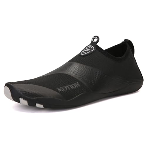 MiaZane Wasserschuhe Damen Herren Schlupf Schnelltrocknend Barfußschuhe Herren Aqua Strand Schwimmschuhe Für Schwimmen Und Wandern Rutschsicher,888black,36 EU von MiaZane