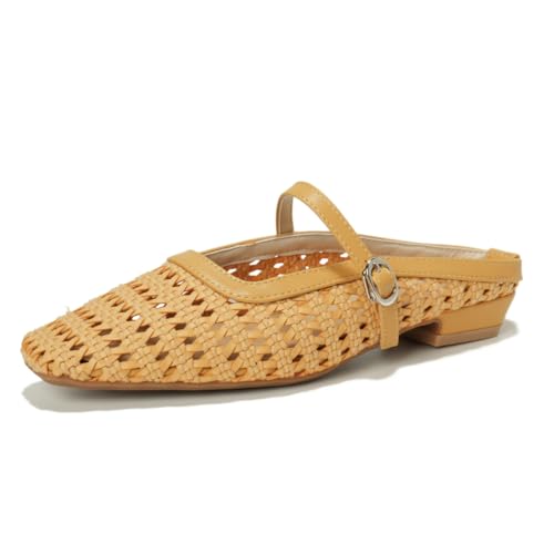 Mules Damen Geflochten Durchbrochen Geschlossene Spitze Flache Slides Mit Mary Jane Riemen Atmungsaktives Mesh Für Tägliches Tragen Sommerliche Spaziergänge,Gelb,37 EU Mules Damen Geflochten Durchbrochen Geschlossene Spitze Flache Slides Mit Mary Jane Riemen Atmungsaktives Mesh Für Tägliches Tragen Sommerliche Spaziergänge,Gelb,37 EU von Generic