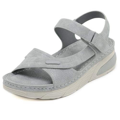 Orthopädische Sandalen Damen Mit Fußgewölbestütze Sommer Keilabsatz Sandalen Damen Gehsandalen Freizeit Strandschuhe Bequem Waschbare Riemchen Paar,Grau,40 EU Orthopädische Sandalen Damen Mit Fußgewölbestütze Sommer Keilabsatz Sandalen Damen Gehsandalen Freizeit Strandschuhe Bequem Waschbare Riemchen Paar,Grau,40 EU von MiaZane