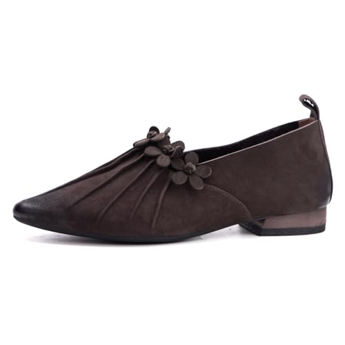 Pumps Damen Flach Plissiert Lederpumps Wildleder Schlupfschuhe Flacher Keilabsatz Spitze Mit Blumenmuster Freizeitschuhe Für Frühlingspicknick Und Lockerer Ausflug,Kaffee,40 EU Pumps Damen Flach Plissiert Lederpumps Wildleder Schlupfschuhe Flacher Keilabsatz Spitze Mit Blumenmuster Freizeitschuhe Für Frühlingspicknick Und Lockerer Ausflug,Kaffee,40 EU von MiaZane