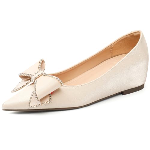 Pumps Damen Spitz Zehen Ballettschuhe Mit Verstecktem Keilabsatz Und Schleife Schlupf Pumps Satin Keilabsatz Hochzeits Abendschuhe Formell Für Büro Und Tägliches Tragen,Apricot,34 EU Pumps Damen Spitz Zehen Ballettschuhe Mit Verstecktem Keilabsatz Und Schleife Schlupf Pumps Satin Keilabsatz Hochzeits Abendschuhe Formell Für Büro Und Tägliches Tragen,Apricot,34 EU von MiaZane