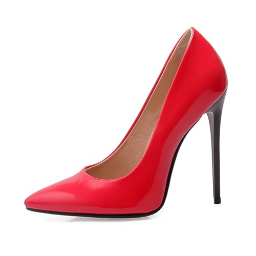 Pumps Damen Stöckelabsatz High Heels Modische Absatzschuhe Glänzend Sexy Spitze Zehen Klassisch Sexy Hochzeits Pumps Für Formelle Anlässe Und Büro Große Größen,Rot,37 EU Pumps Damen Stöckelabsatz High Heels Modische Absatzschuhe Glänzend Sexy Spitze Zehen Klassisch Sexy Hochzeits Pumps Für Formelle Anlässe Und Büro Große Größen,Rot,37 EU von MiaZane