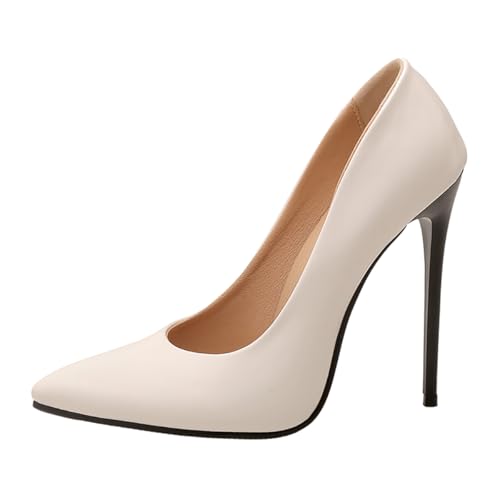 Pumps Damen Stöckelabsatz High Heels Modische Absatzschuhe Glänzend Sexy Spitze Zehen Klassisch Sexy Hochzeits Pumps Für Formelle Anlässe Und Büro Große Größen,Weiß,39 EU von MiaZane