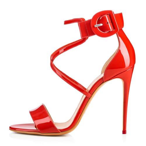 Sandalen Damen High Heels Stiletto Absatz Kreuz Riemen Abendschuhe Riemchen Sandalen Dünner Riemen Stiletto Offene Schuhe Für Hochzeitsempfang Cocktail Party,Rot,45 EU Sandalen Damen High Heels Stiletto Absatz Kreuz Riemen Abendschuhe Riemchen Sandalen Dünner Riemen Stiletto Offene Schuhe Für Hochzeitsempfang Cocktail Party,Rot,45 EU von MiaZane