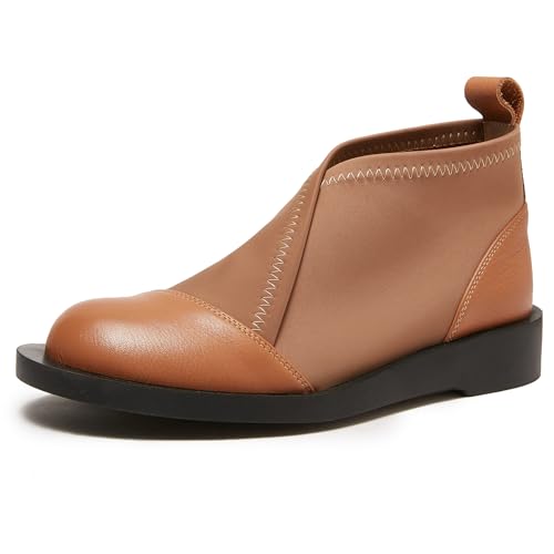 Stiefeletten Damen Casual Chelsea Stiefel Flacher Keilabsatz Patchwork Runde Spitze Schlupf Stiefelette Für Herbstspaziergänge Und Täglichen Arbeitsweg Elastisches Obermaterial,Braun,35 EU Stiefeletten Damen Casual Chelsea Stiefel Flacher Keilabsatz Patchwork Runde Spitze Schlupf Stiefelette Für Herbstspaziergänge Und Täglichen Arbeitsweg Elastisches Obermaterial,Braun,35 EU von MiaZane