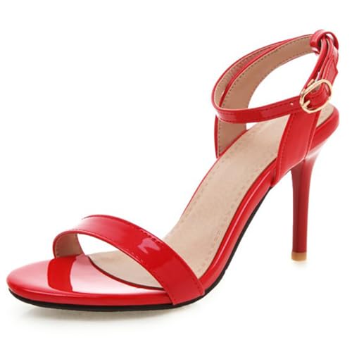Stiletto Sandalen Für Damen Mit Riemchen Absätzen Und Knöchelverschluss Offene Zehen Abendsandalen Für Sommerhochzeit Und Cocktailparty Stilvolles Und Minimalistisches Design,Rot,37 EU Stiletto Sandalen Für Damen Mit Riemchen Absätzen Und Knöchelverschluss Offene Zehen Abendsandalen Für Sommerhochzeit Und Cocktailparty Stilvolles Und Minimalistisches Design,Rot,37 EU von MiaZane