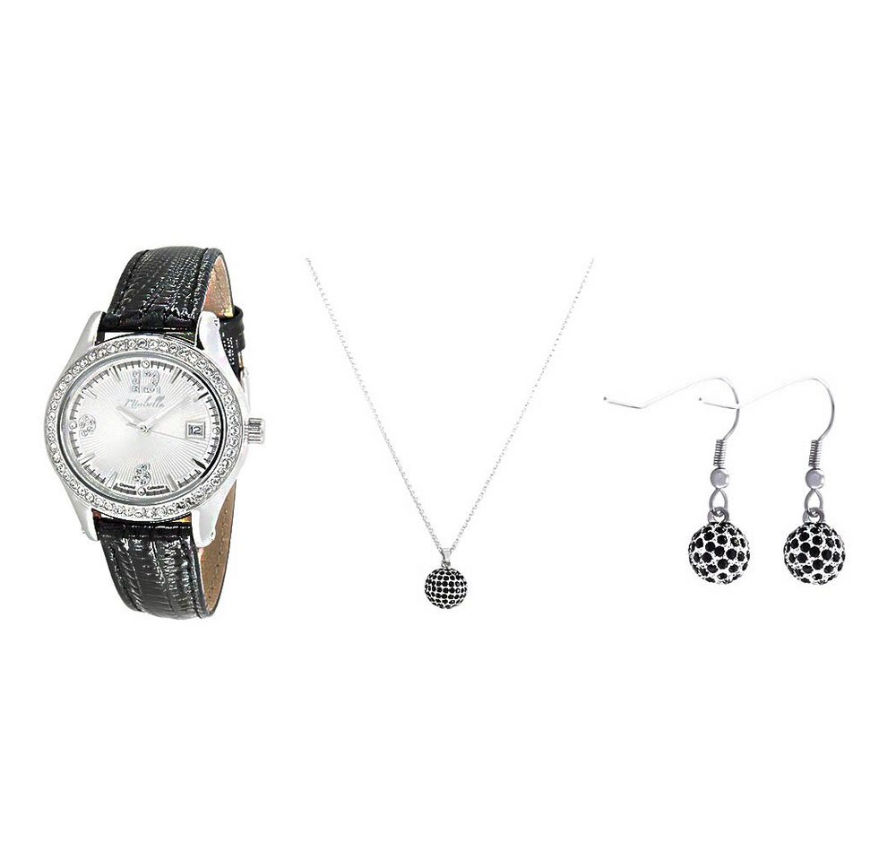 Miabelle Quarzuhr Elegantes Diamantschmuck-Set Uhr Halskette und Oh von Miabelle