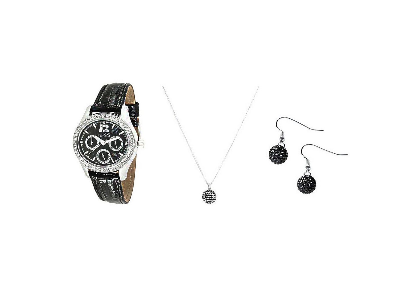Miabelle Quarzuhr Glanzvolles Diamantschmuck-Set Uhr Halskette und von Miabelle