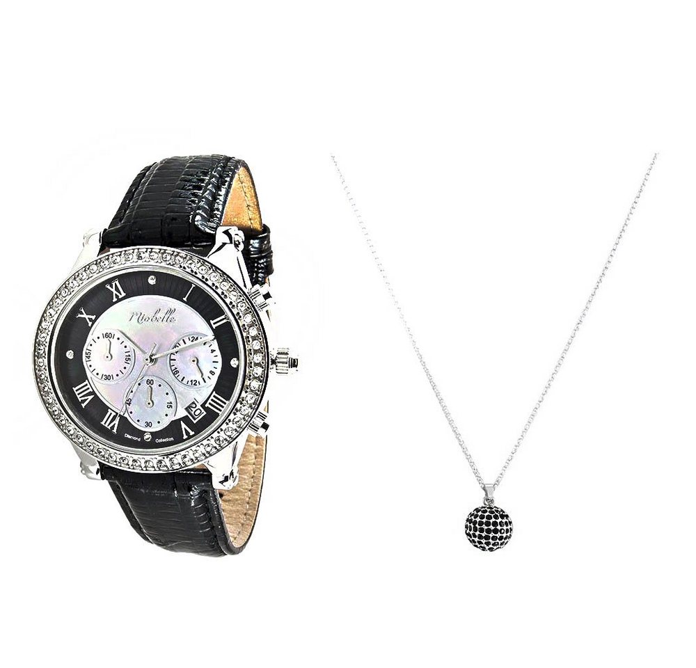 Miabelle Quarzuhr Prachtvolles Diamantschmuck-Set Uhr und Halskette von Miabelle