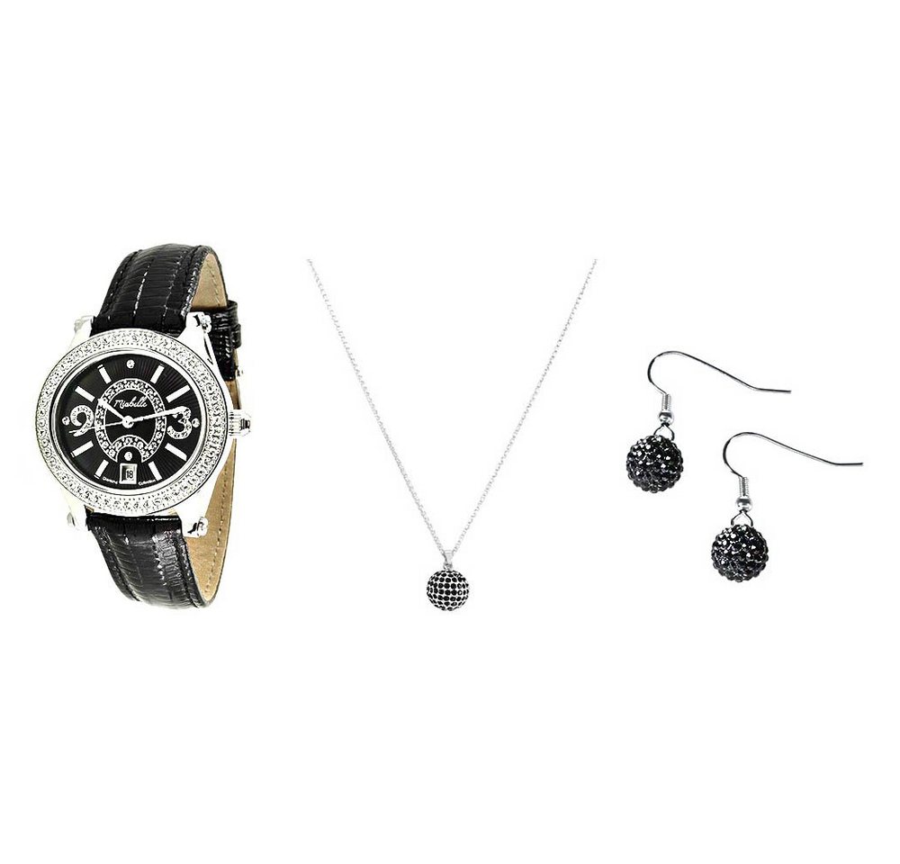 Miabelle Quarzuhr Prunkvolles Diamantschmuck-Set Uhr Halskette und von Miabelle