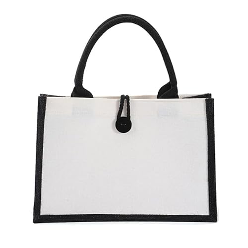 2023 Neue lässige Handtasche Mode Freizeit Sackleinen Patchwork Tragetasche Große Kapazität Dame Geldbörse Reisetasche für Frauen Mädchen Sackleinen Patchwork Tote Bag Shopper Handtaschen Große von Miaelle