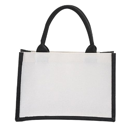 2023 Neue lässige Handtasche Mode Freizeit Sackleinen Patchwork Tragetasche Große Kapazität Dame Geldbörse Reisetasche für Frauen Mädchen Sackleinen Patchwork Tote Bag Shopper Handtaschen Große von Miaelle