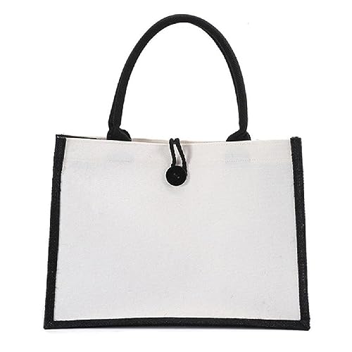 2023 Neue lässige Handtasche Mode Freizeit Sackleinen Patchwork Tragetasche Große Kapazität Dame Geldbörse Reisetasche für Frauen Mädchen Sackleinen Patchwork Tote Bag Shopper Handtaschen Große von Miaelle