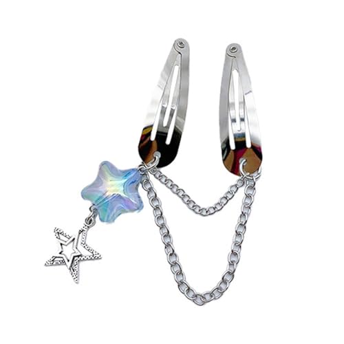 Haarspange mit Sternkettenanhänger, mit Dekoration, bunte Haarspange für Mädchen, Y2k-Ornamente, koreanisches modisches Haar-Accessoire von Miaelle