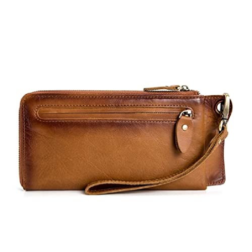 Lange Geldbörse für Kreditkarten, Kartenhalter, Business-Geschenk, Kleingeldfach für Herren, Münzgeldbörse, Geldtasche, Handgelenk, Handtaschen, Herren-Geldbörse, braun, Kartenhalter von Miaelle