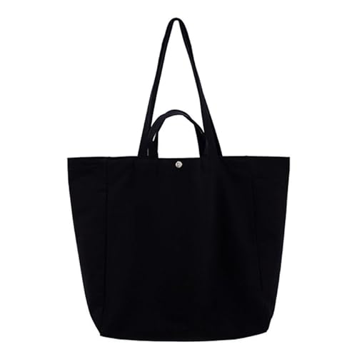 Miaelle Canvas-Tragetasche, einfarbig, Shopper Handtasche für Mädchen und Damen, große Kapazität, Umhängetasche, vielseitige Reisetasche, multifunktionale Handtasche, Schwarz von Miaelle