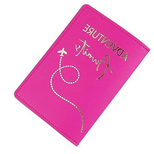 Miaelle Einfache Reisepasshülle aus PU, stilvolles Kreditkartenetui für Damen und Herren, Hochzeitsgeschenk, Reisebrieftasche, rosarot von Miaelle