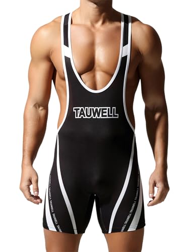 Miaeowve Herren Ringertrikot Ringeranzug Wrestling Singlet Trikot Sport Jumpsuit Athletic Supporters Gewichtheben Bodysuit Einteilige Schwarz M von Miaeowve