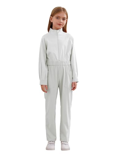 Miaeowve Kinder Arbeitsoverall Jungen Mädchen Kesselanzug Langarm Schutzoverall Stehkragen Jumpsuit Gr. 110-170 Elfenbein 146-152 von Miaeowve