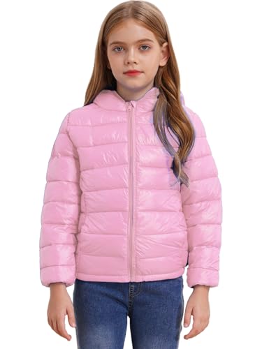 Miaeowve Kinder Jungen Mädchen Daunenjacke Langarm Puffer Mantel Warm Outdoor Winterjacke Steppjacke Mit Kapuze Leicht Atnungsaktiv Rosa A 146-152 von Miaeowve