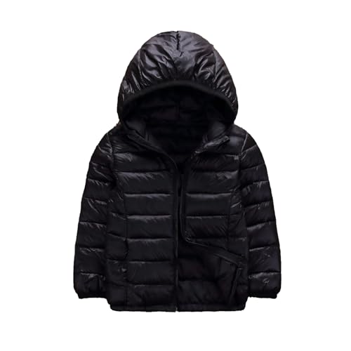 Miaeowve Kinder Jungen Mädchen Daunenjacke Langarm Puffer Mantel Warm Outdoor Winterjacke Steppjacke Mit Kapuze Leicht Atnungsaktiv Schwarz A 122-128 von Miaeowve