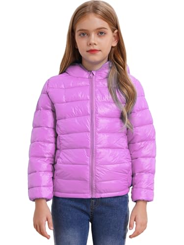 Miaeowve Kinder Jungen Mädchen Daunenjacke Langarm Puffer Mantel Warm Outdoor Winterjacke Steppjacke Mit Kapuze Leicht Atnungsaktiv Violett A 134-140 von Miaeowve